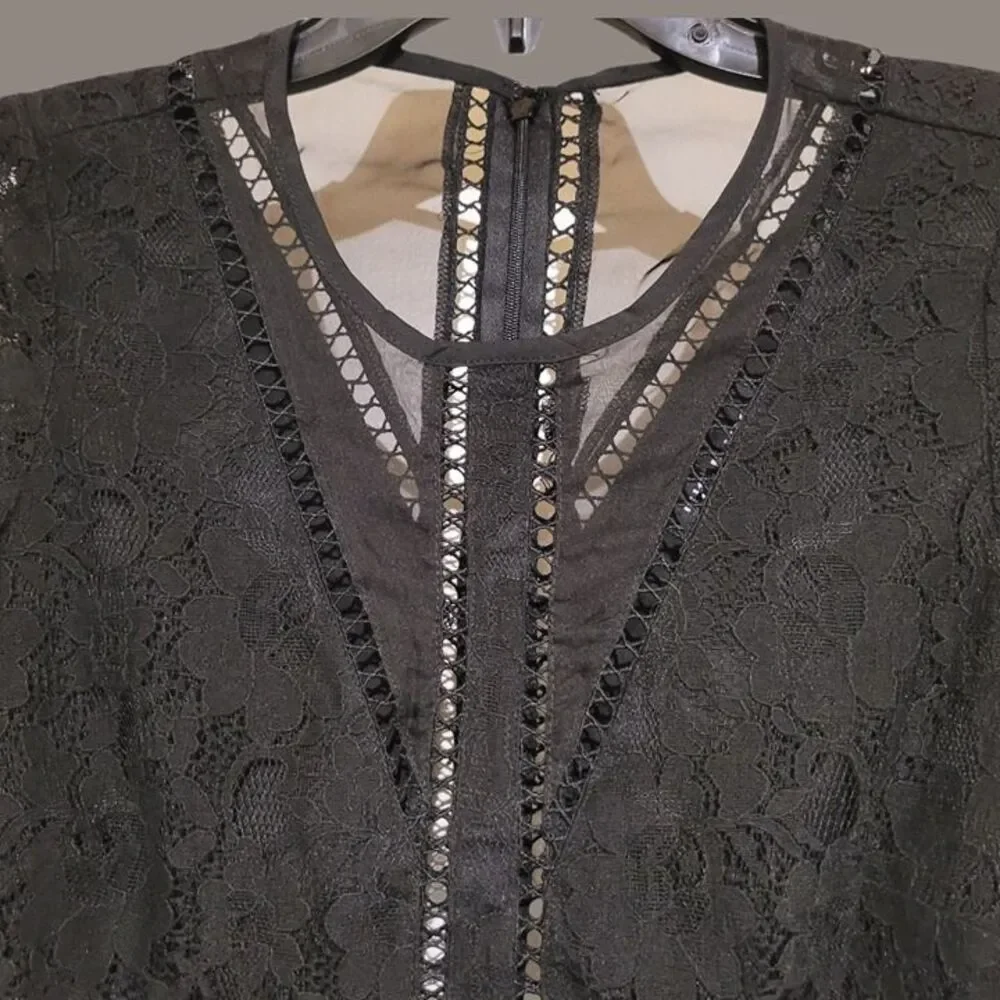 NWT Sugar + Lips Black Lace Romper Small Back Zip